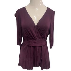 Kiyonna Size 0 Purple Faux Wrap Top